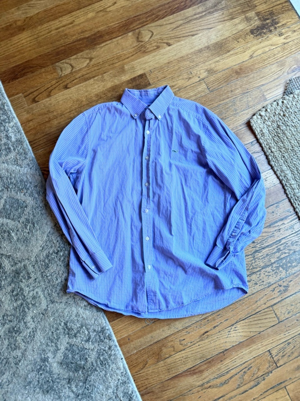 Vinyard Vines Mens Whale shirt Pink and Blue sz: Large